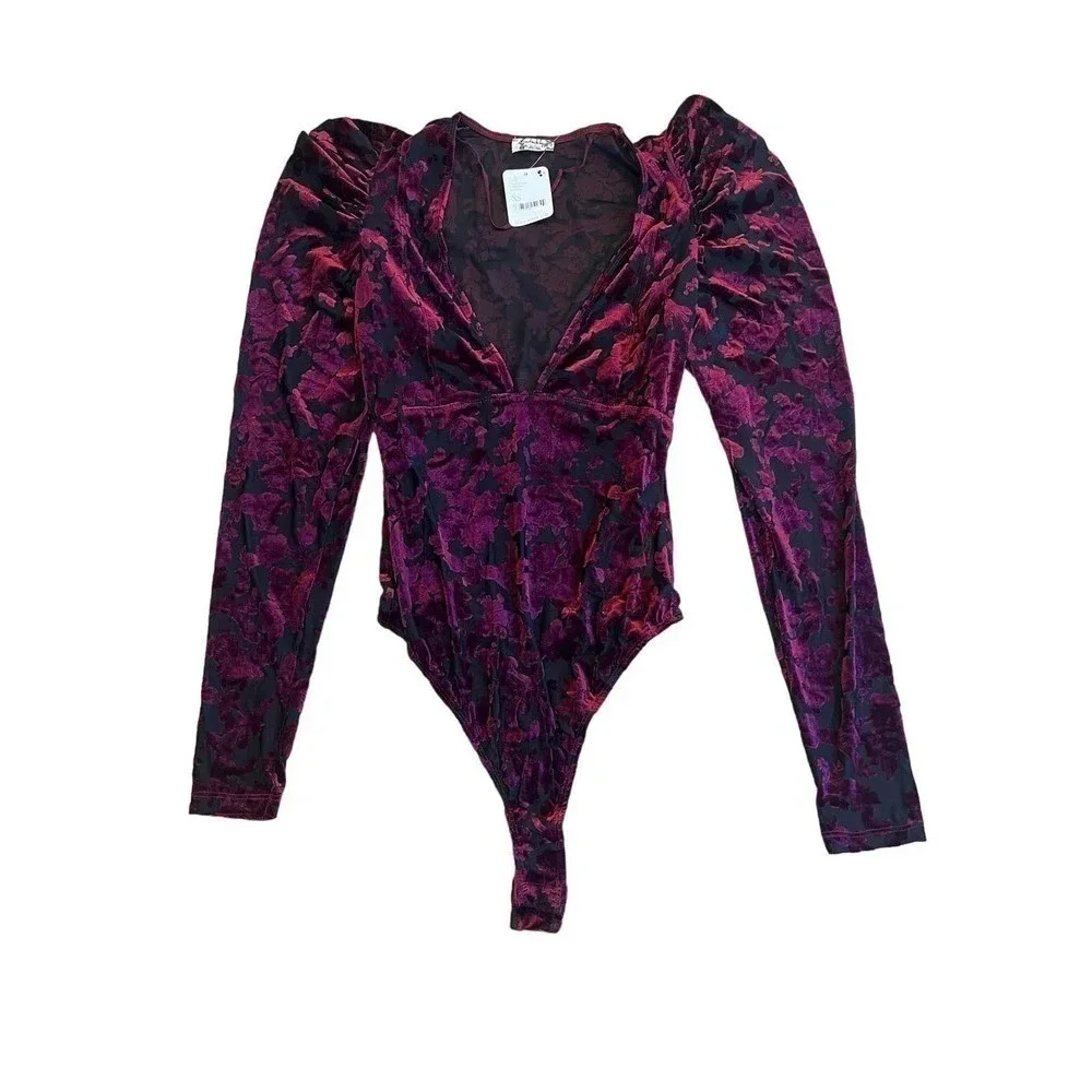 Free people Magic Hour Flocked Bodysuit